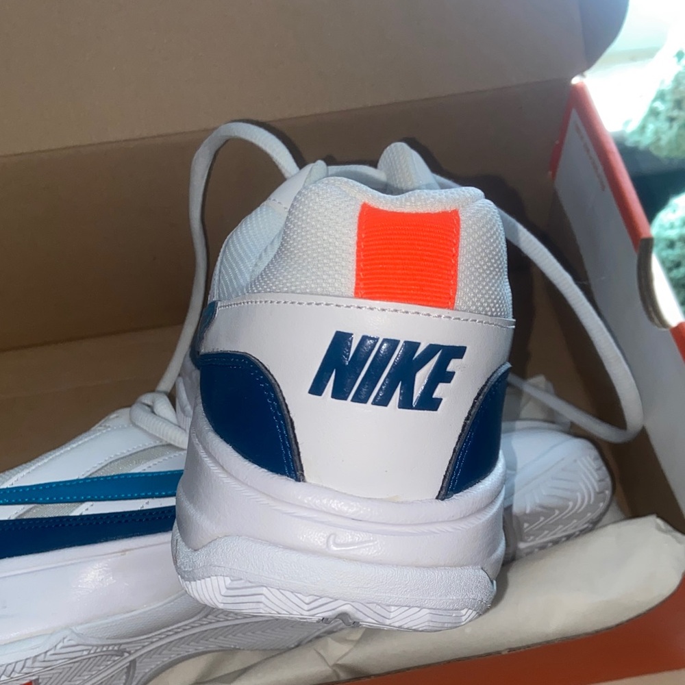Nike Court Lite White and Neo Turquoise Blue Force Sneakers 845021 105 - Picture 4 of 7